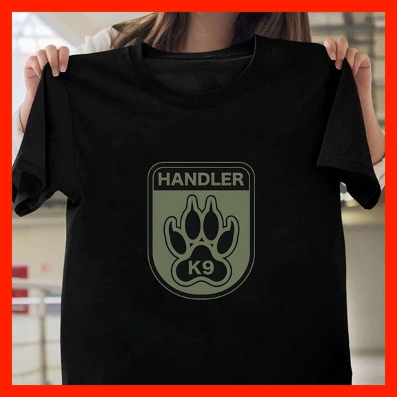 K9 Handler Paw Print Emblem T-Shirt - Dog Handler Law Enforcement Military Working Dog Shirt X800, for men and women, Extended Sizes Up to 5XL