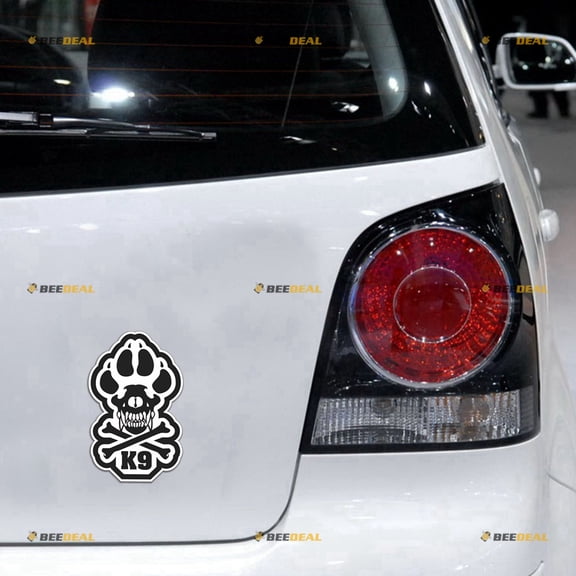 K9 K-9 Police Dog Unit Skull Bone Paw Car Magnet Magnetic Sticker Decal - 2 Pack Reflective 5" - for Truck Door Fridge Reusable Waterproof