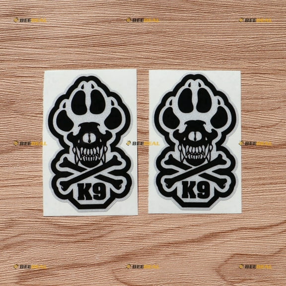K9 K-9 Police Dog Unit Skull Bone Paw Decal Sticker Vinyl - 2 Pack Reflective, 3 Inches - for Car Boat Laptop Door