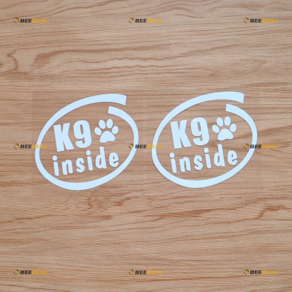 K9 K-9 Unit Inside Sticker Decal Vinyl Police Dog Circle - 2 Pack White 4" - For Car Truck Van Bumper No Background Die-cut