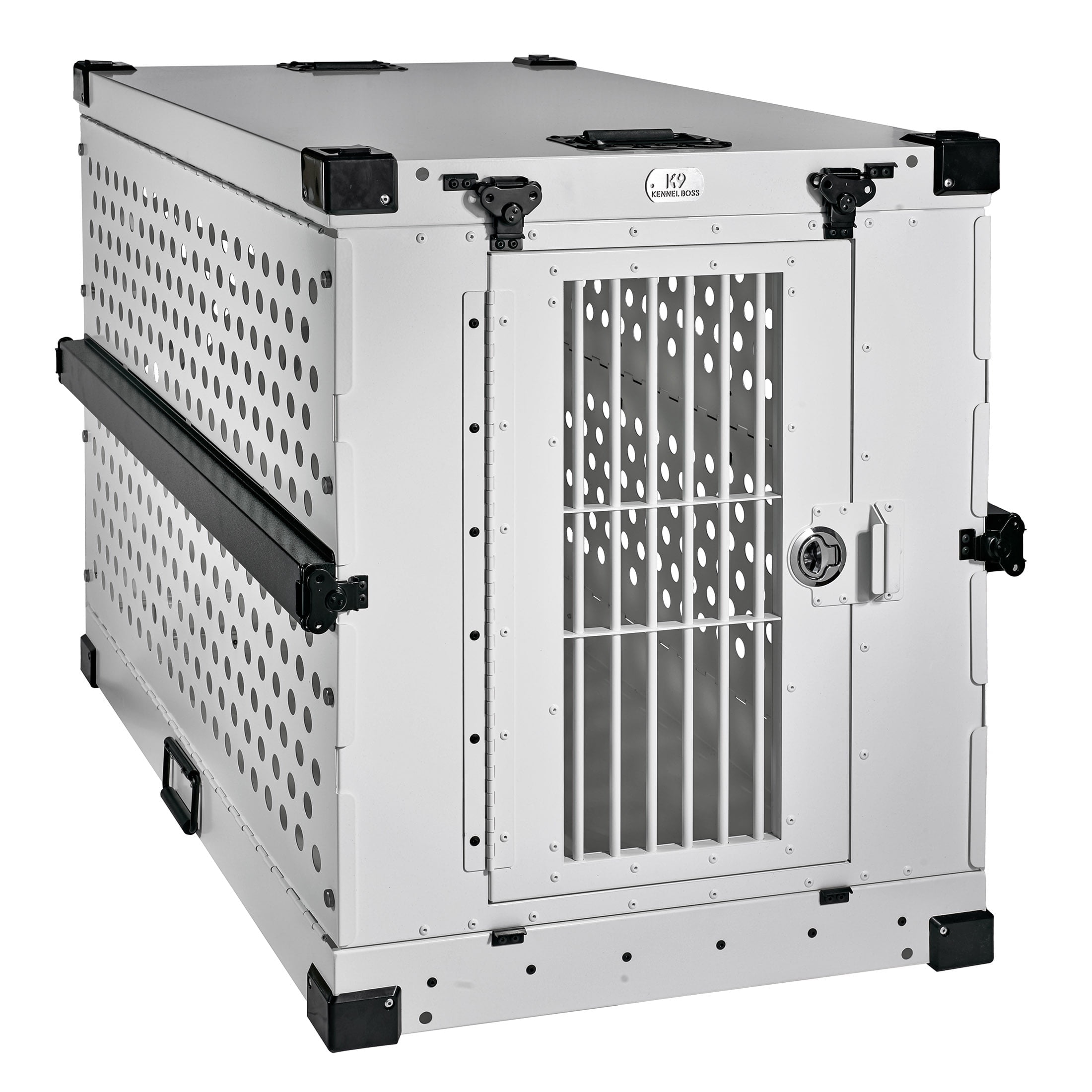 Large White Powder-Coated Aluminum Collapsible Dog Crate