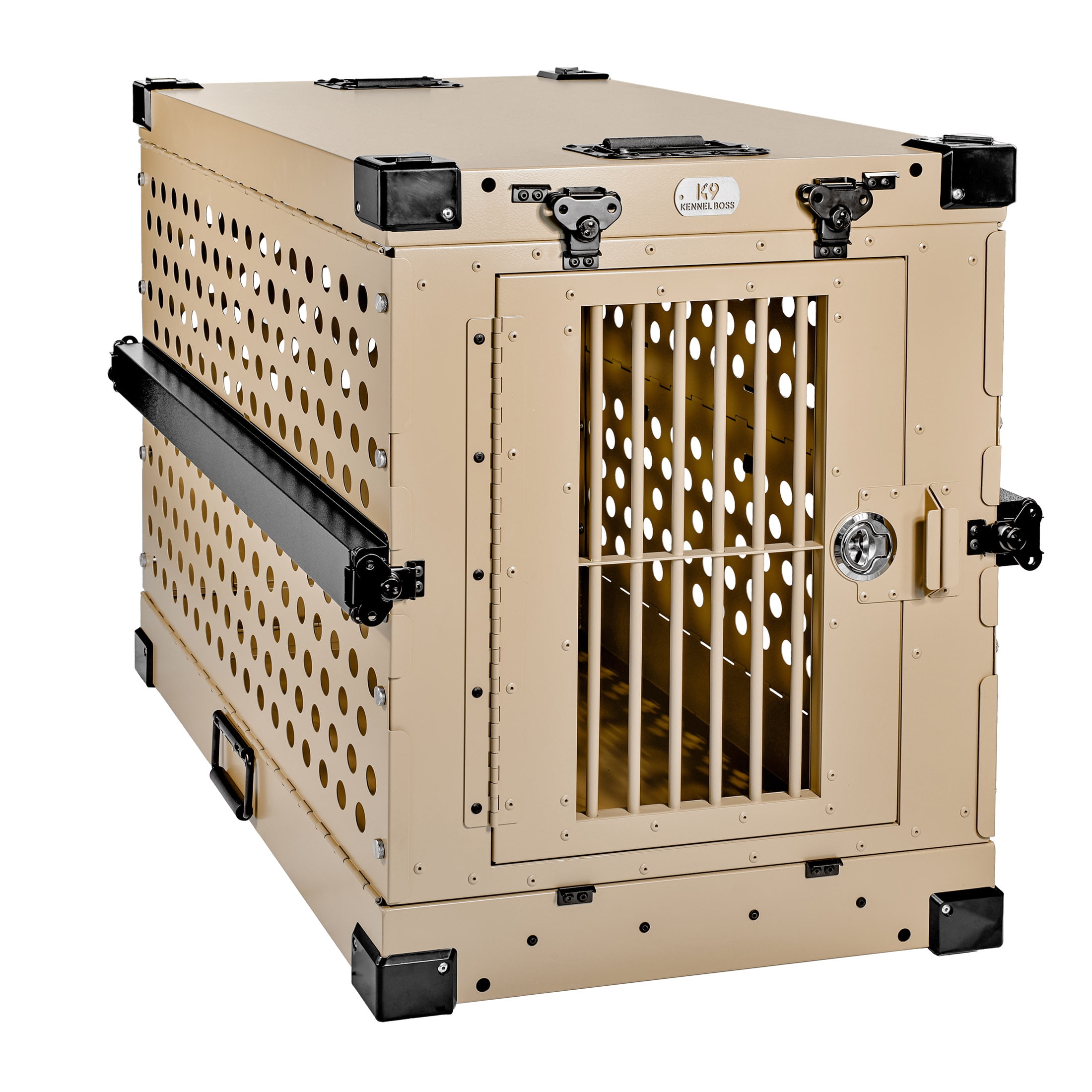 Medium Tan Powder-Coated Aluminum Collapsible Dog Crate
