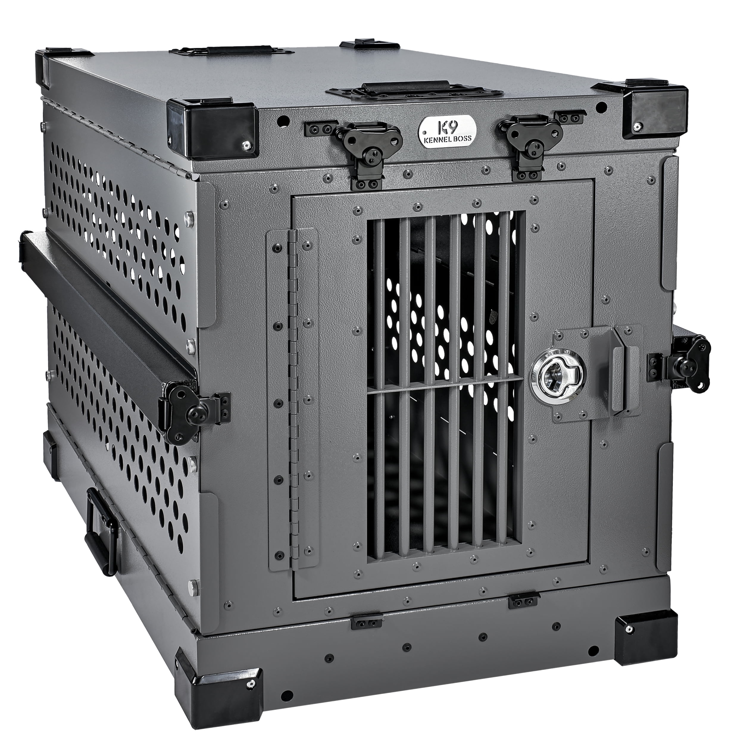 Large Airline Approved Black and Gray Aluminum Dog Crate