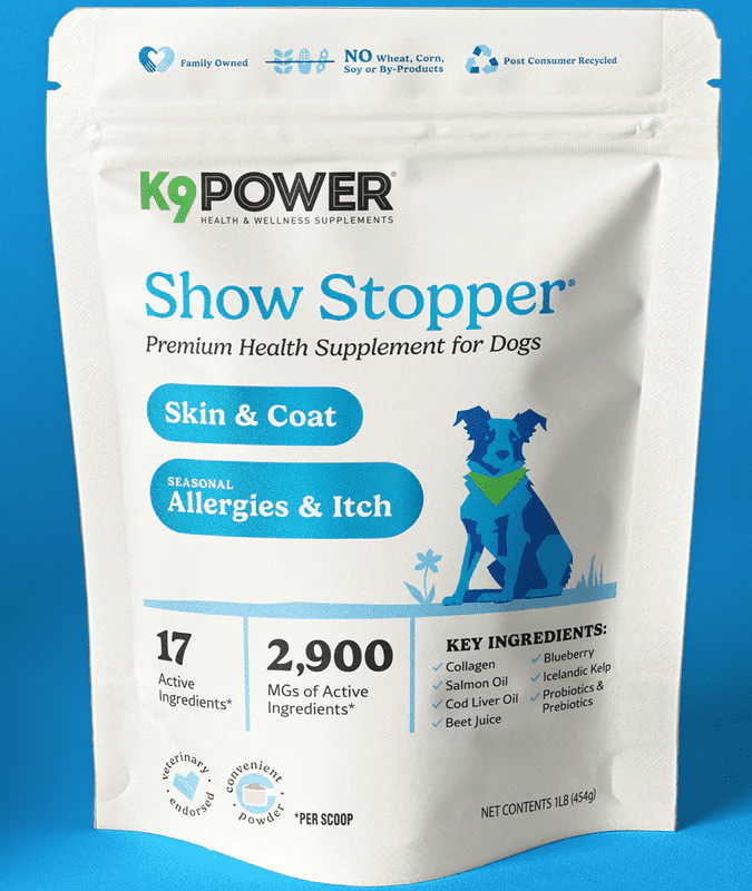 K9 Power - Show Stopper - Healthy Coat and Skin Supplement for Dogs - 1 Lbs.