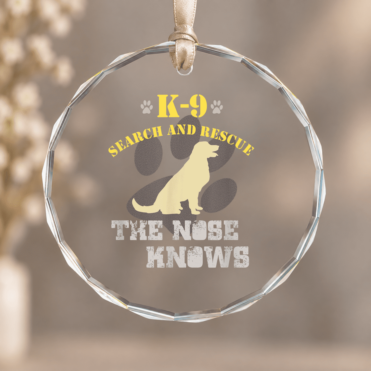 K9 Search And Rescue Golden Retriever Dog Ornament, Home Decor, Circle ...