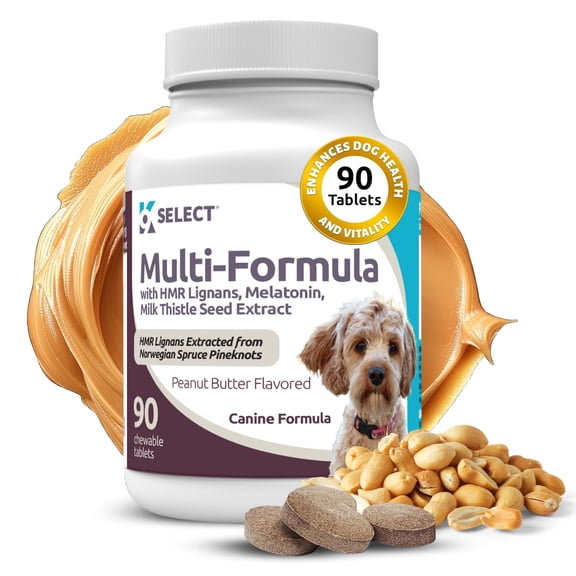 K9 Select HMR Lignans + Multi-Formula Tablets for Dogs, Peanut Butter Flavor, 10 mg, 90 Count