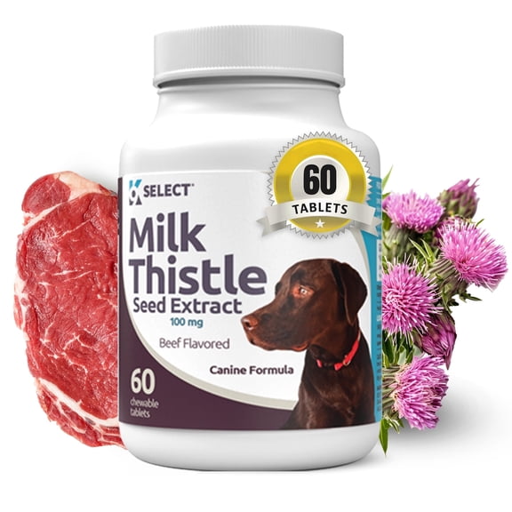 K9 Select Liver Support Herbal Supplement Tablets for Dogs, Beef Flavor, 60 Count