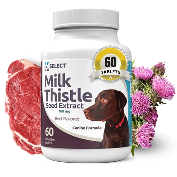 K9 Select Liver Support Herbal Supplement Tablets for Dogs, Beef Flavor, 60 Count