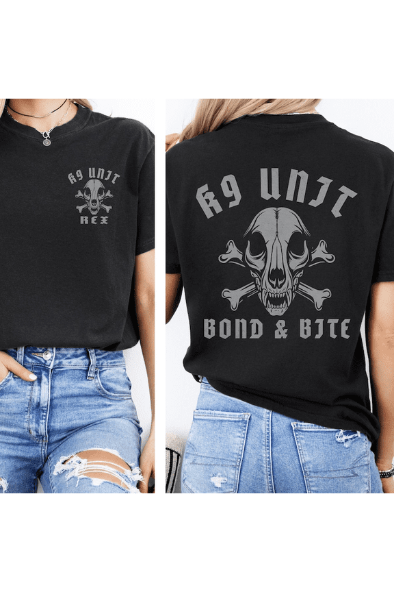 K9 Unit Dog Skull Graphic T-Shirt - Bond & Bite Police Dog Handler Tactical Tee