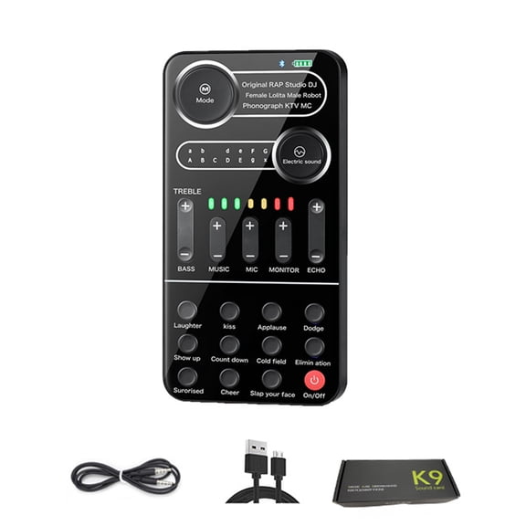 K9 Voice Changer Bluetooth-Compatible Live Sound Card for Headset Live Screaming