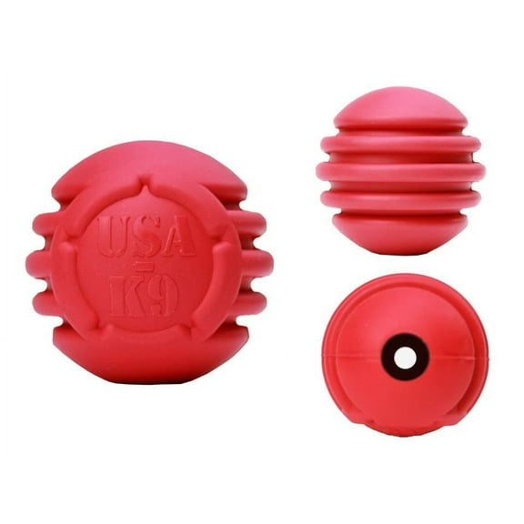 K9 by SodaPup Stars and Stripes Ultra Durable Chew Ball - Fetch Toy - Aggressive Chewers - Dental Ball - Large - Red