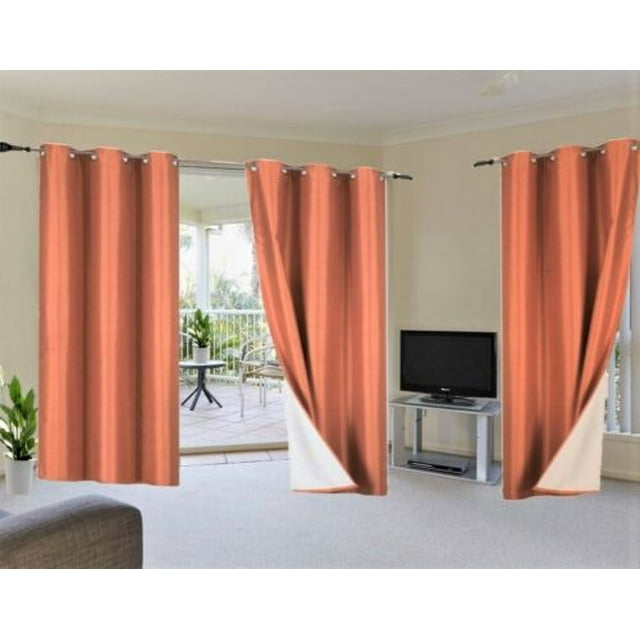 K92 Drapes for Living Room 1 Panel Orange Blackout Thick Large Window