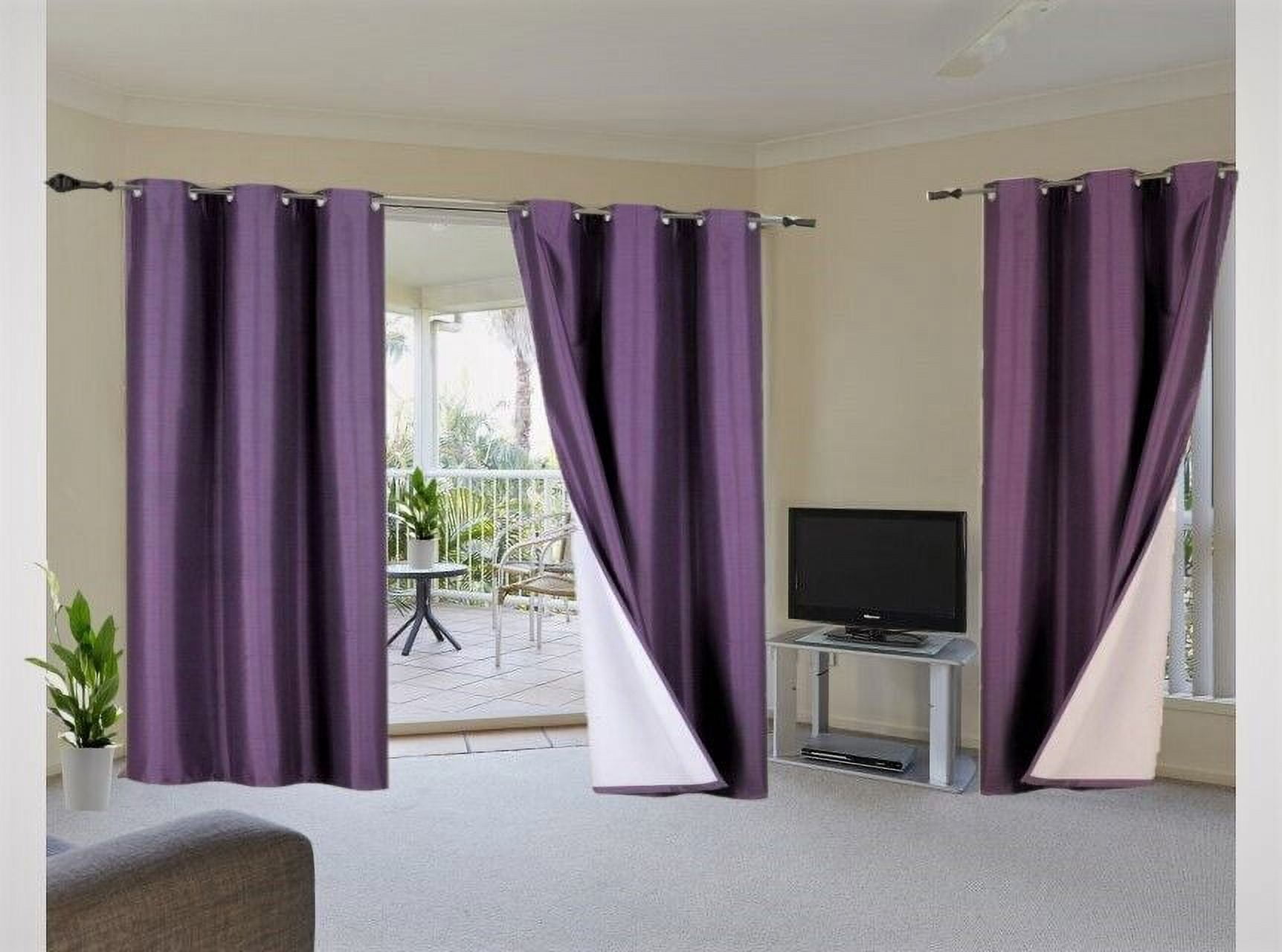 "K92 Solid Light Blocking Curtains for Living Room, 1 Panel Purple ...