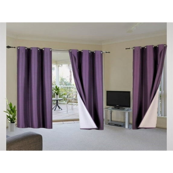 K92 Drapes for Living Room 1 Panel Purple Blackout Thick Large Window Curtain With Grommets 95" Length