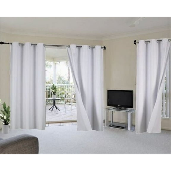 K92 Drapes for Living Room 1 Panel White Blackout Thick Large Window Curtain With Grommets 95" Length