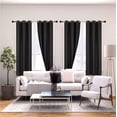 thumbnail image 1 of K92 Hotel Quality, Faux Silk 1 Panel Black Lined 100% Blackout & Privacy Window Curtain Drapes Grommets 95" Length, 1 of 4
