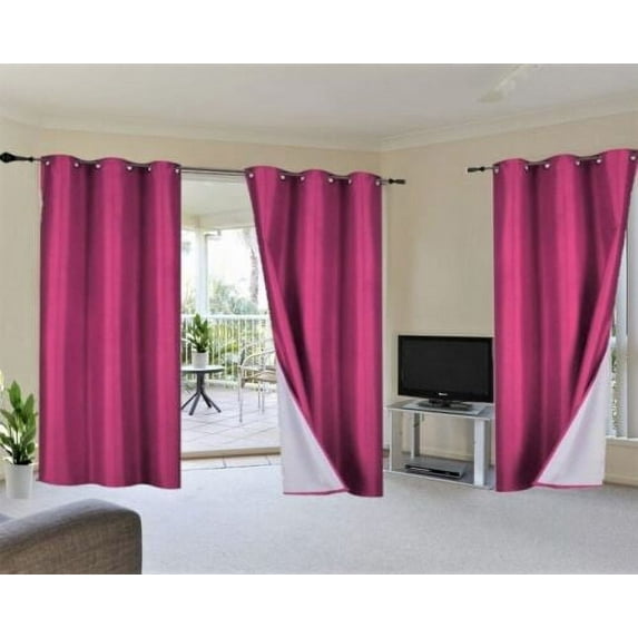 K92 Hotel Quality Grommet Top, 1 Panel Hot Pink Thermal Blackout Full Room Darkening For Big Window Curtain Drapes 108" Length
