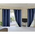 thumbnail image 1 of Luxury K72 1 Panel navy blue solid color thermal foam lined blackout heavy thick thermal window curtain drapes bronze grommets 108" Length, 1 of 3