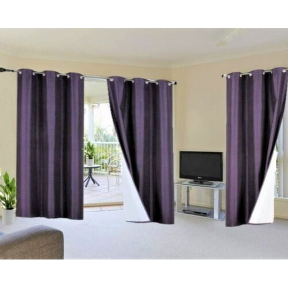 K92 Hotel Quality Grommet Top, 1 Panel Plum Thermal Blackout Full Room Darkening For Big Window Curtain Drapes 108" Length
