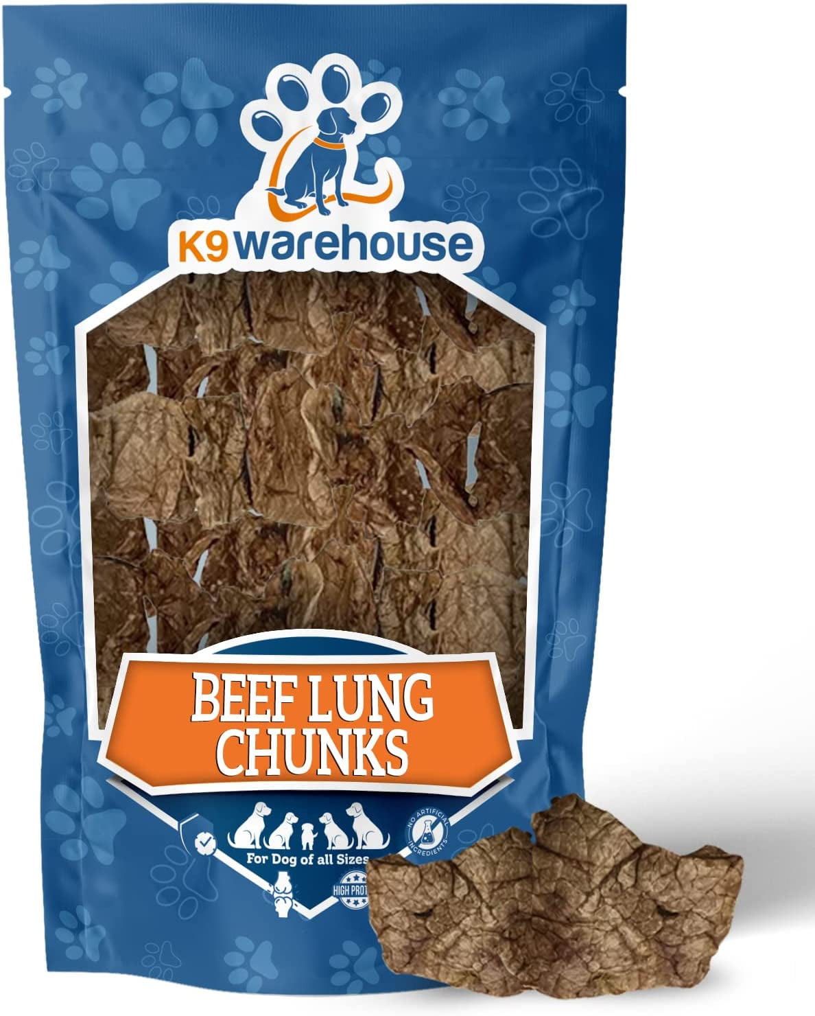 K9warehouse Premium Beef Lung Chunks 5oz for Dogs Natural