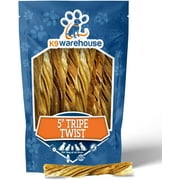 K9warehouse - Tripe Twists for Dogs (5") 6-Count - Natural, Crunchy, Protein-Rich Chews - Long-Lasting & Healthy - Ideal for All Breeds & Puppies