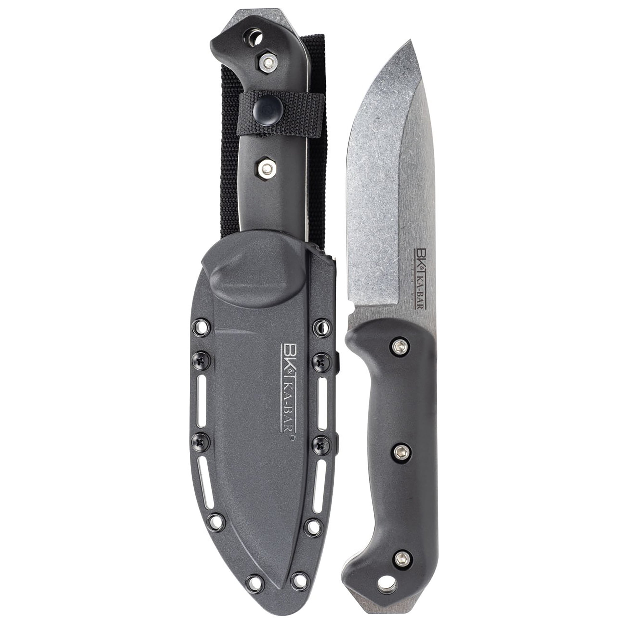 KA-BAR BK82 Becker Campanion Fixed Blade Knife 5.25" Drop Point CPM MagnaCut Stonewashed Blade Zytel Handle Black