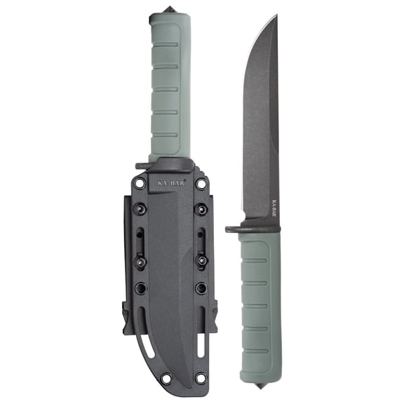 KA-BAR Dust I Fixed Blade Knife 6.125" Clip Point D2 Black PVD Blade Glass Filled Nylon Handle Green