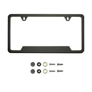 KA Depot Bottom Corner Cut Out Version Matte Flat Black License Plate Frame T304 Stainless Steel + Metal Screw Caps