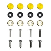 KA Depot Set of 4 Gold Aluminum Screw On Type Caps with Stainless Steel Scerws Hardware for License Plate Frame Holder