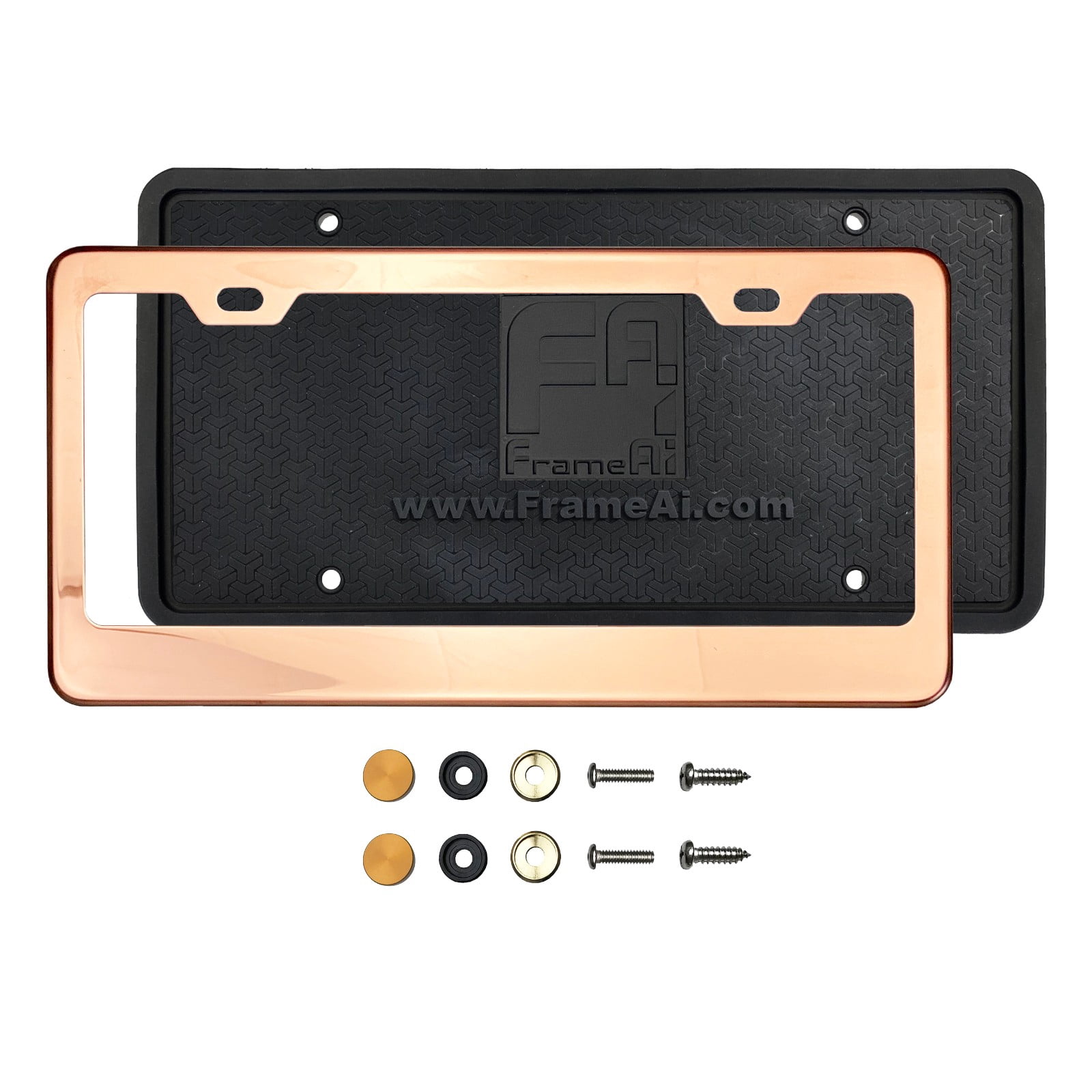 Frame Ai Two Hole Slim Version Gold Chrome Polish Mirror License Plate...