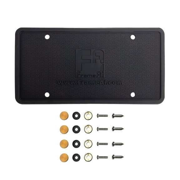 KA Depot Silicone License Plate Frame Back Guard Holder Rust-Proof Rattle-Proof Weather-Proof + Rose Gold Aluminum Screw On Caps Hardware