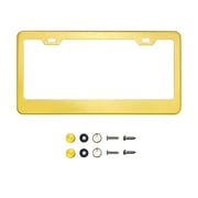 KA Depot Solar Yellow License Plate Frame T304 Stainless Steel + Metal Screw Caps