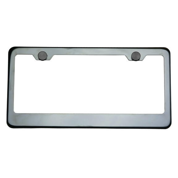 KA Depot T304 8k Polish Mirror Black Chrome Stainless Steel License Frame with Aluminum Screw Cap