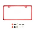 thumbnail image 1 of KA Depot Two Hole Slim Version Red Chrome Mirror License Plate Frame T304 Stainless Steel + Metal Screw Caps, 1 of 1