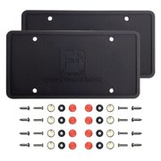 KA Depot Two Silicone License Plate Frame Back Guard Holder Rust-Proof Rattle-Proof Weather-Proof + Red Aluminum Screw On Caps Hardware