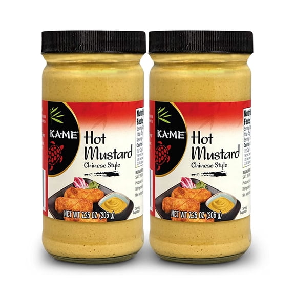 KA-ME Chinese Style Hot Mustard 7.25 oz (Pack of 2), Asian Ingredients and Flavors, No Preservatives/MSG, Condiments For Egg & Spring Rolls, Fried Wonton, Roasted Pork Belly, Chinese Beef Ho