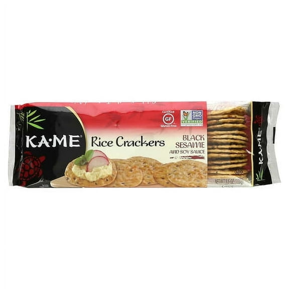 KA-ME, Rice Crackers, Black Sesame and Soy Sauce, 3.5 oz Pack of 2