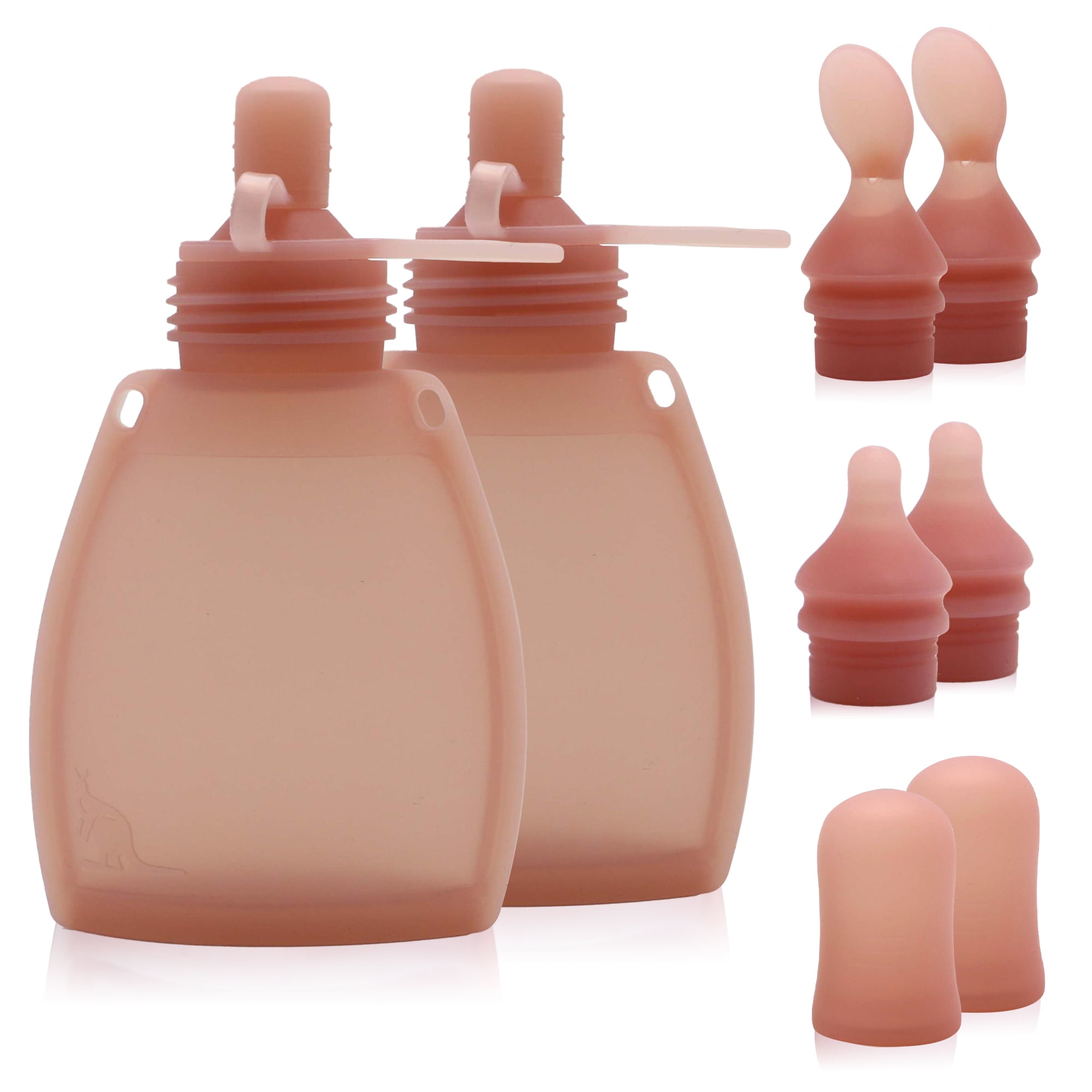 KAANG Silicone Baby Food Pouches Refillable 5oz 2 Pack, Reusable Food Pouches for Baby Food