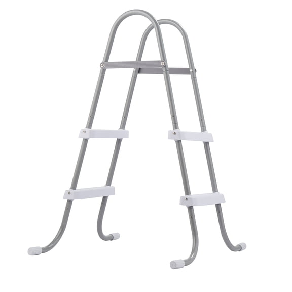 KAAYEE 2-Step Steel Frame Above Ground Swimming Pool Ladder , 33in Pool Ladder Iron Grey Frame + White Steps