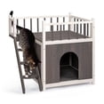 thumbnail image 1 of KAAYEE 2-Story Wooden Cat House Dog House for Outdoor and Indoor,Pet House with Stairs,Feral Kitty Houses,Grey&White, 1 of 8
