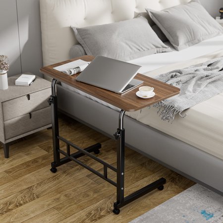 KAAYEE 27-36"Height Adjustable Rolling Sewing Table,C-shaped Study Side Table for Living Room,Brown
