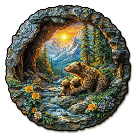 KAAYEE 3D Brown Bear Wooden Puzzles for Adults,253pcs Unique Shape Advanced Wooden Jigsaw Puzzles,Brain Teaser Puzzles for Puzzle Lover
