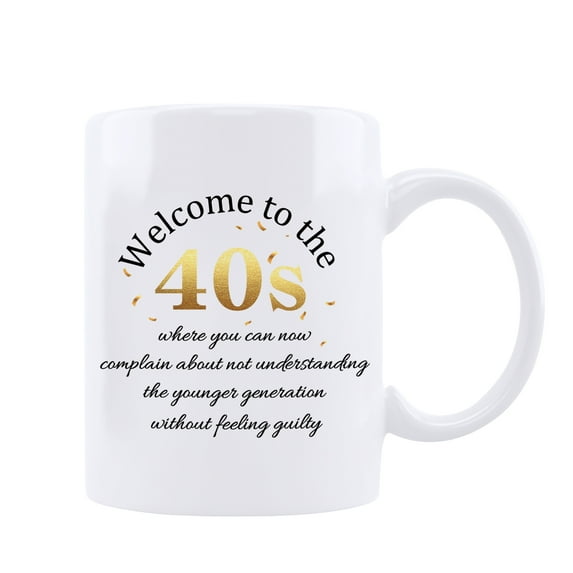 KAAYEE 40th Birthday Gifts for Women Men, Welcome to the 40s Ceramic Coffee Mug,Ideas Gifts for 40 Year Old,11 Oz Tea Cup