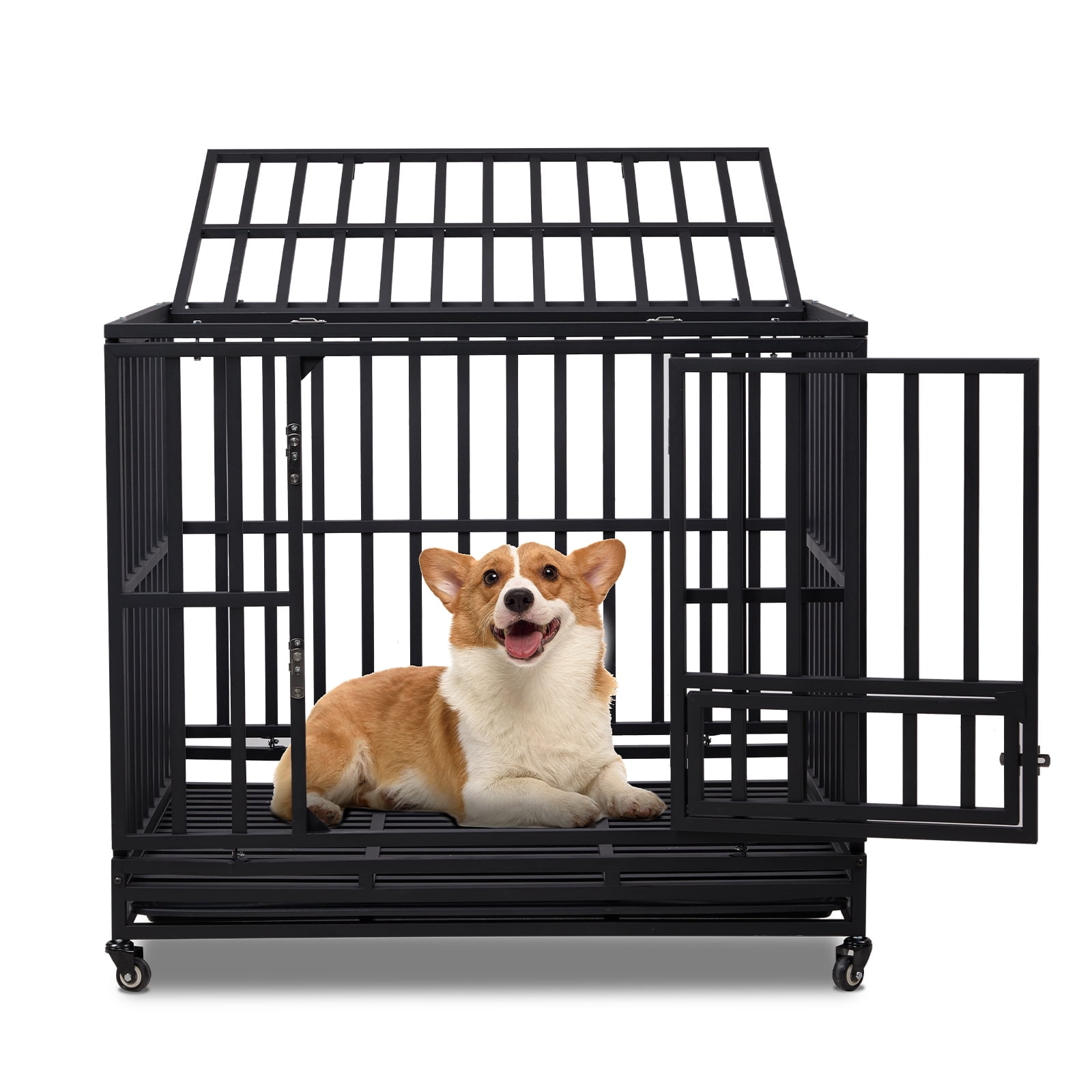 Photo inspiration: Multipurpose Heavy Duty Dog Crate With Detachable Wheels Reference: Kaayee 42Inch Heavy Duty Dog Crate 3 Door Pet Kennel