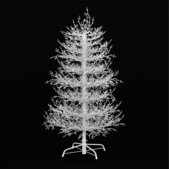 KAAYEE 4FT Pre-Lit Aspen Fir Artificial Christmas Tree with 280 Snow Flocked PE Tips, 230 Warm White LED Lights and Hinged Branches, White Holiday Coral Xmas Tree for Home Party