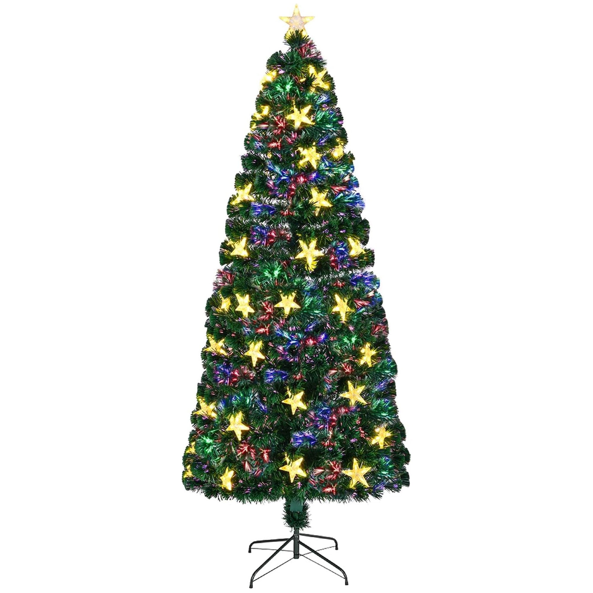 AMERIQUE 7-Foot Hinged Artificial Christmas Tree With Metal Stand - Full Body Shaped, Realistic Branches, Easy Setup