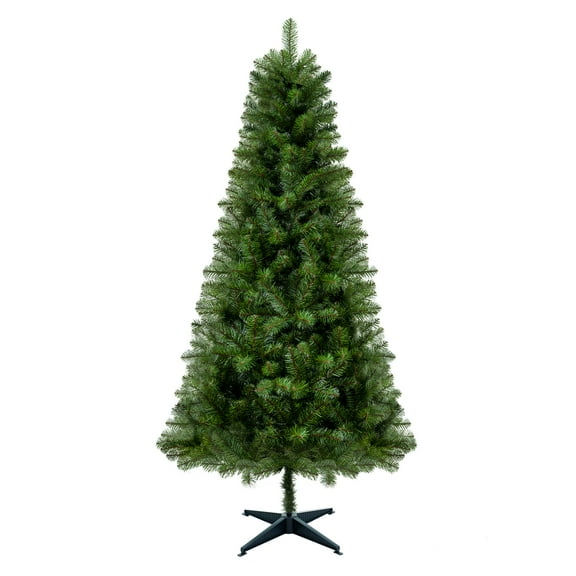 KAAYEE 6FT Unlit Artificial Christmas Tree with 490 PVC Tips, Full Green Holiday Tree with 4-Leg Plastic Stand for Indoor Home Decoration