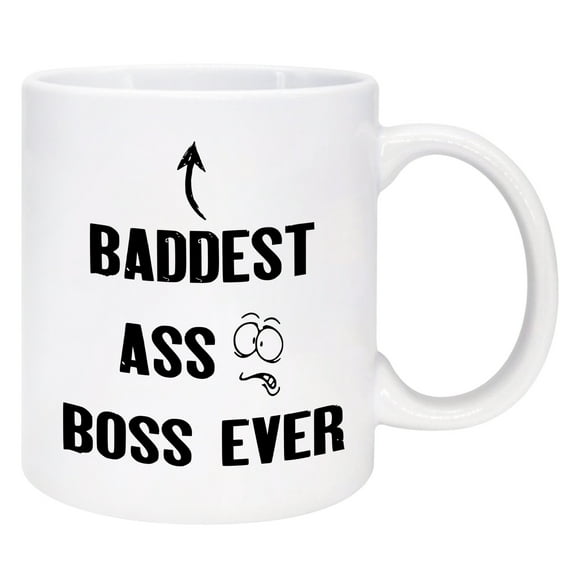 KAAYEE Bannest Ass Boss Ever Office Mug,Funny Unique Idea Cup Gift for Office Male Female Bosses Coworkers,11oz Ceramic Coffee Mug,White