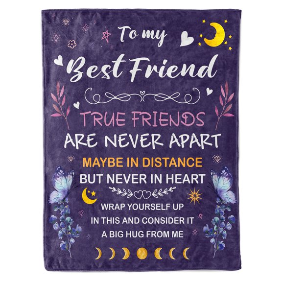 KAAYEE Best Friend Throw Blanket, Friendship BFF Gifts, Fun Gag Cozy Sherpa Happy Birthday Best Friend Blankets for Her, 60x50 Inches