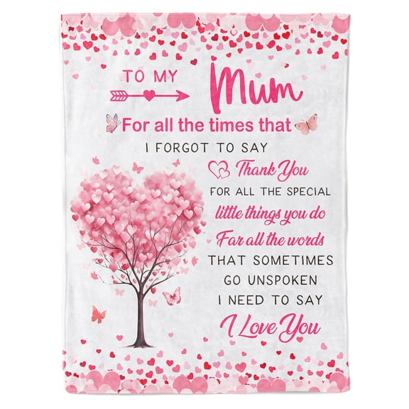 KAAYEE Blanket Gifts for Mom Birthday,Mom Birthday Gifts from Daughter Son, Mothers Gift for Christmas Valentine's Day Thanksgiving Day,Mothers Day,Flannel Throw Blanket 60" X 50",Pink
